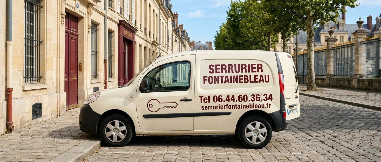 Véhicule Serrurier Fontainebleau avec coordonnées